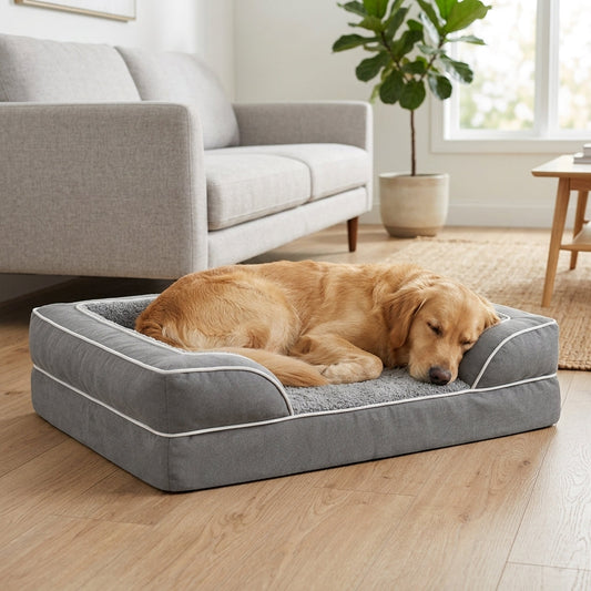Orthopedic Extra Large Dog Bed β 44" Waterproof Washable XL Pet Bed with Egg-Crate Foam (Grey)