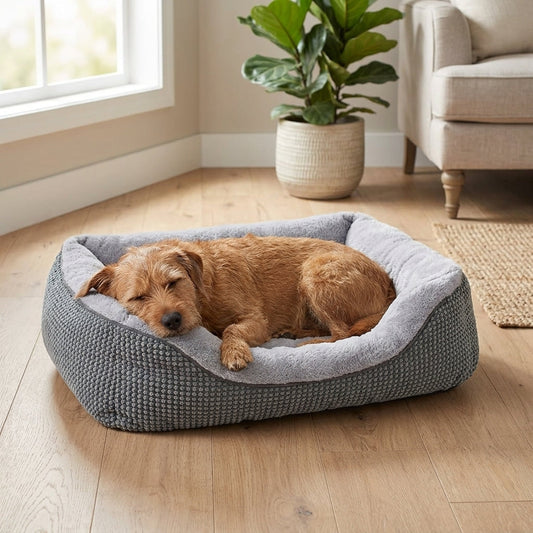 Orthopedic Rectangle Dog Bed β 30" Medium Washable Pet Bed with Raised Bolsters (Grey)