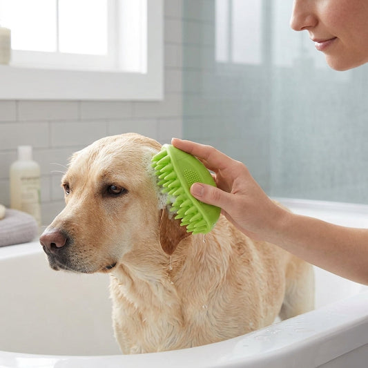 Silicone Pet Grooming Brush β Heavy-Duty Bath & Massage Brush for Dogs and Cats (Green)