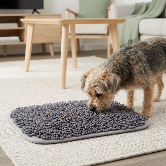 Interactive Dog Snuffle Mat β 17" Γ 21" Treat-Hiding Puzzle Feeding Mat (Grey)