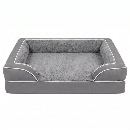Orthopedic Extra Large Dog Bed – 44" Waterproof Washable XL Pet Bed with Egg-Crate Foam (Grey)