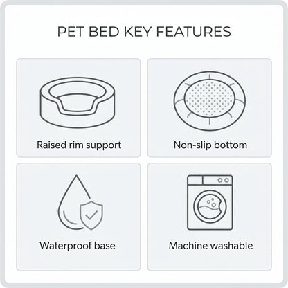 Calming Donut Pet Bed – 20" Plush Bed for Small Dogs & Cats (Light Grey)